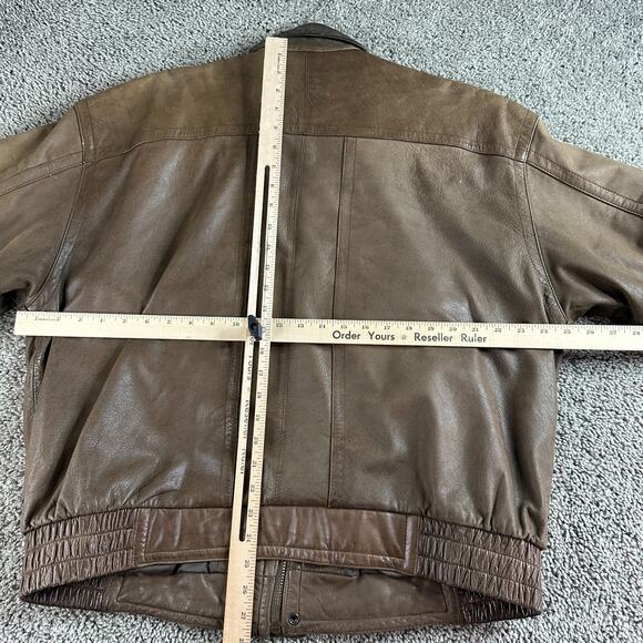VINTAGE Reeds Sportswear Leather Jacket Mens 46R Brown Soft Leather Bomber - Picture 12 of 16